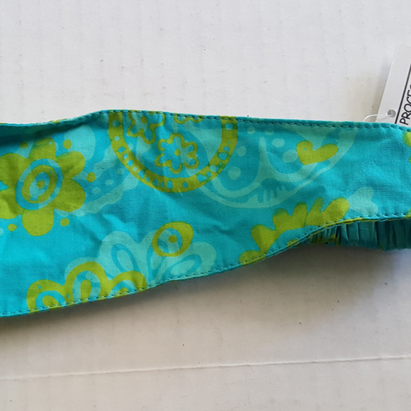 KIDS HEADBAND NWT Floral Batik Grn/Blu Elastic OS - Picture 2 of 2